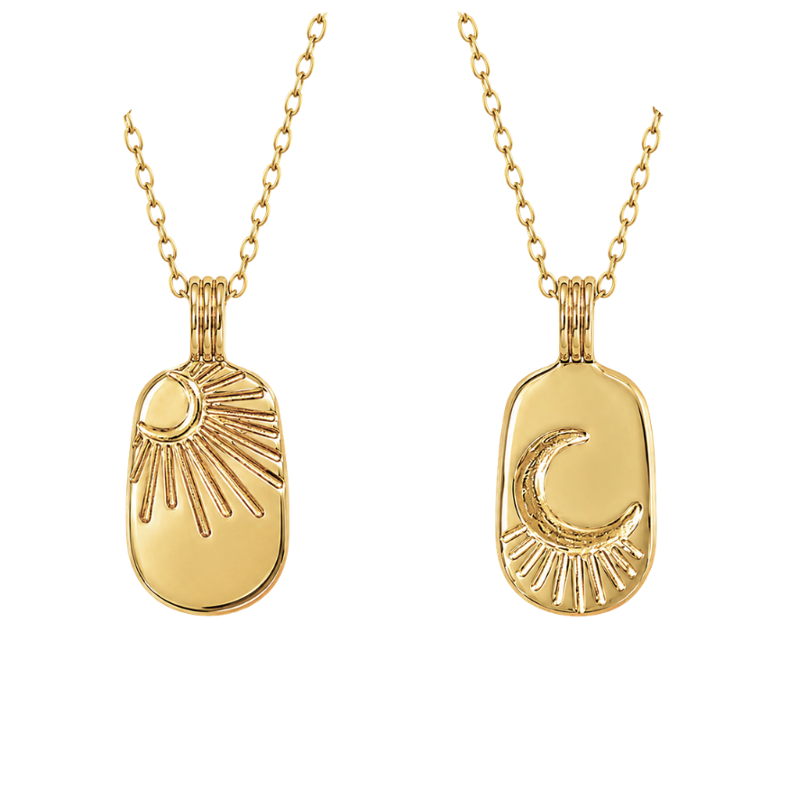 CELESTIAL BEAM DOUBLE-SIDED PENDANT NECKLACE, GOLD