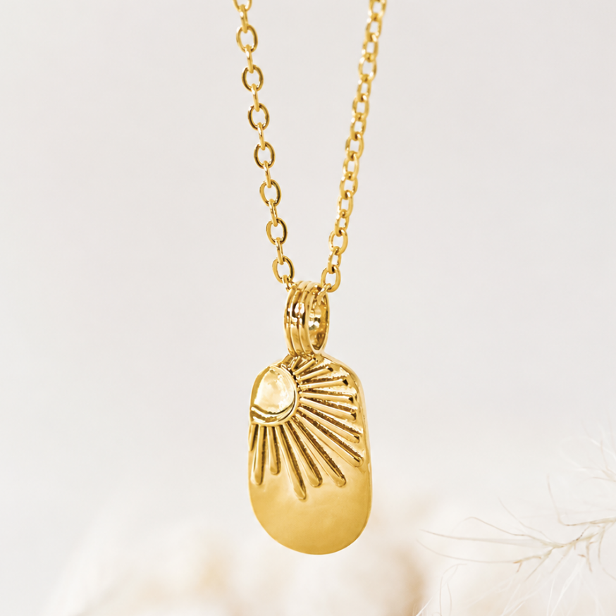 CELESTIAL BEAM DOUBLE-SIDED PENDANT NECKLACE, GOLD