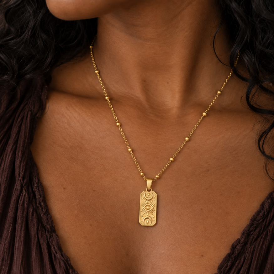 CRAFT PENDANT NECKLACE, GOLD