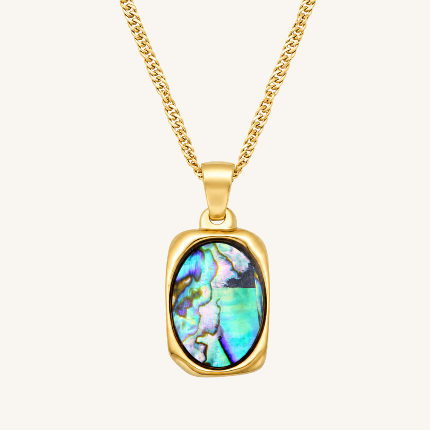 ESSENCE OF ABALONE PENDANT NECKLACE, GOLD