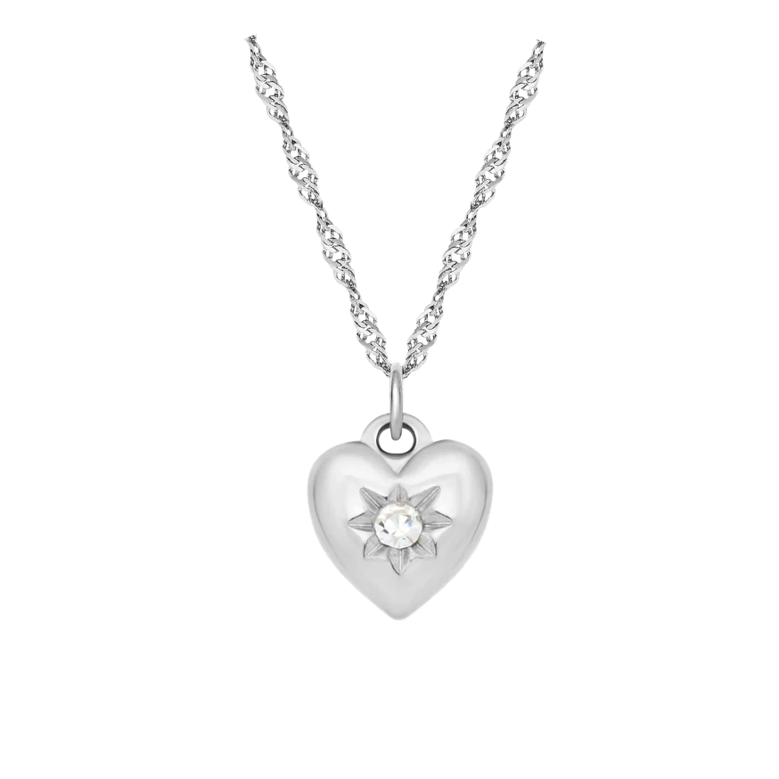 HEART OF THE FAERY PENDANT NECKLACE, SILVER