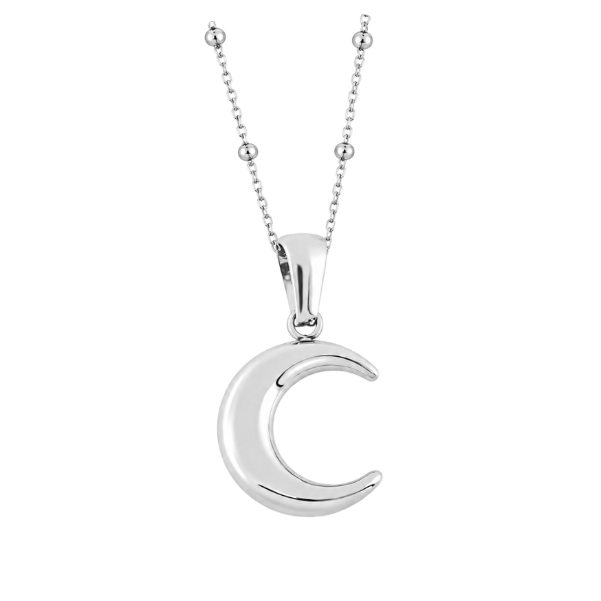 LA LUNE MOON PENDANT NECKLACE, SILVER