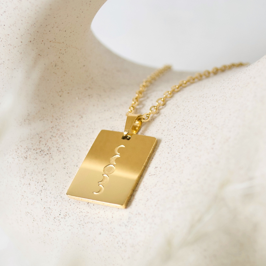 LUNAR PHASES PENDANT NECKLACE, GOLD