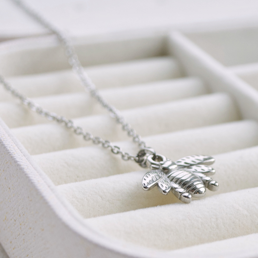 THE WINGED BUMBLEBEE PENDANT NECKLACE, SILVER