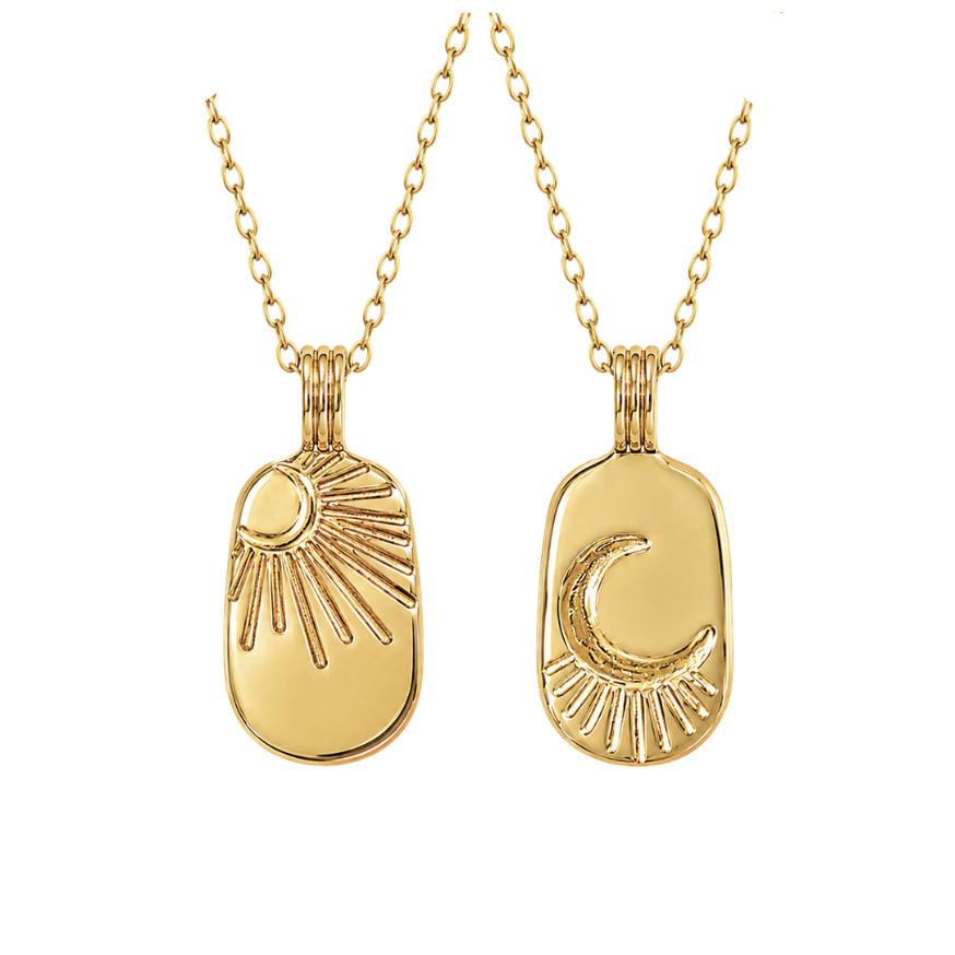 CELESTIAL BEAM DOUBLE-SIDED PENDANT NECKLACE, GOLD