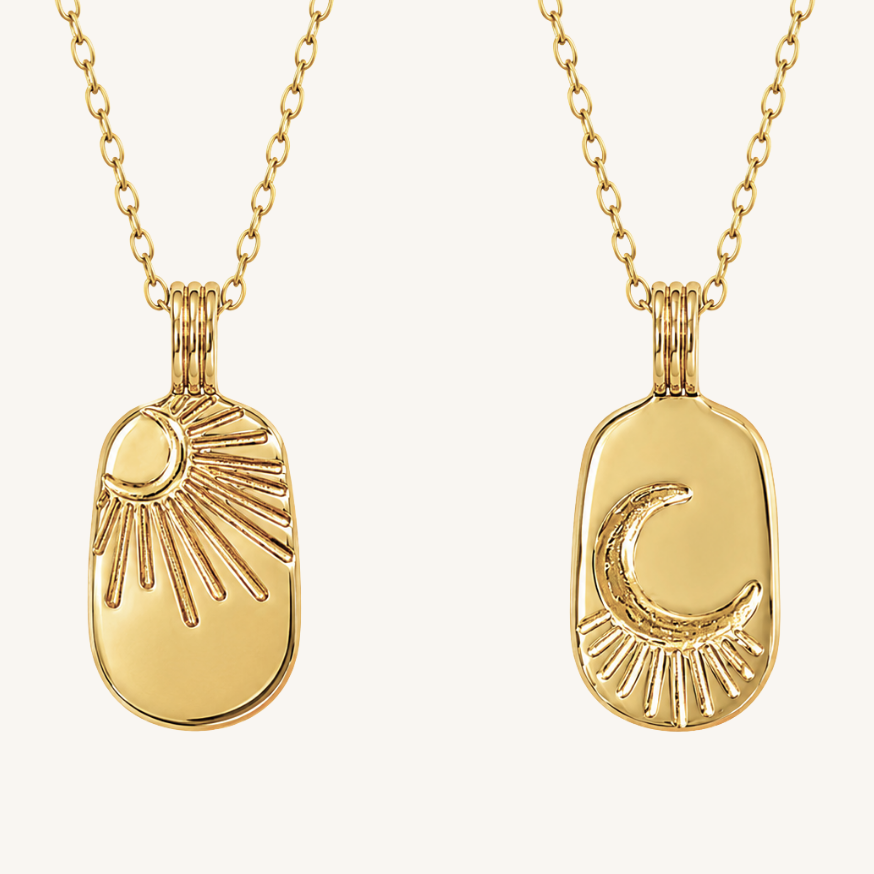 CELESTIAL BEAM DOUBLE-SIDED PENDANT NECKLACE, GOLD