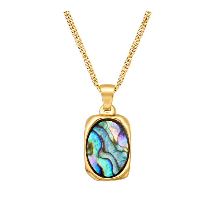 ESSENCE OF ABALONE PENDANT NECKLACE, GOLD
