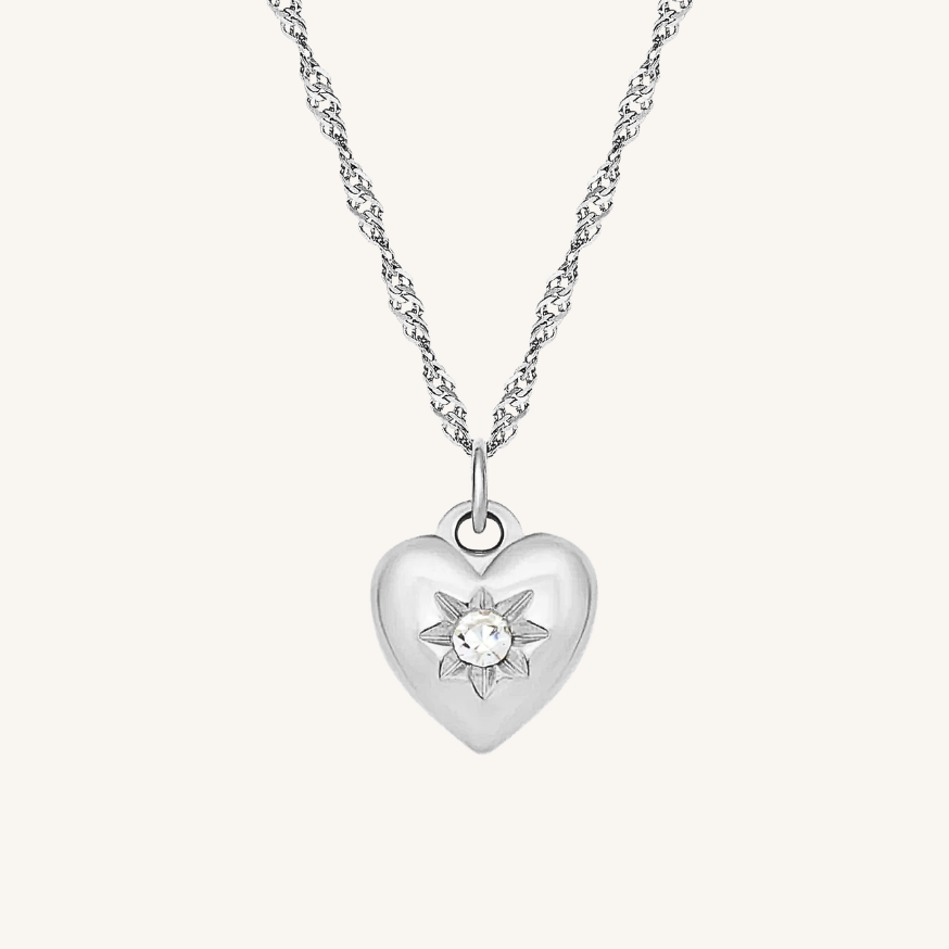 HEART OF THE FAERY PENDANT NECKLACE, SILVER