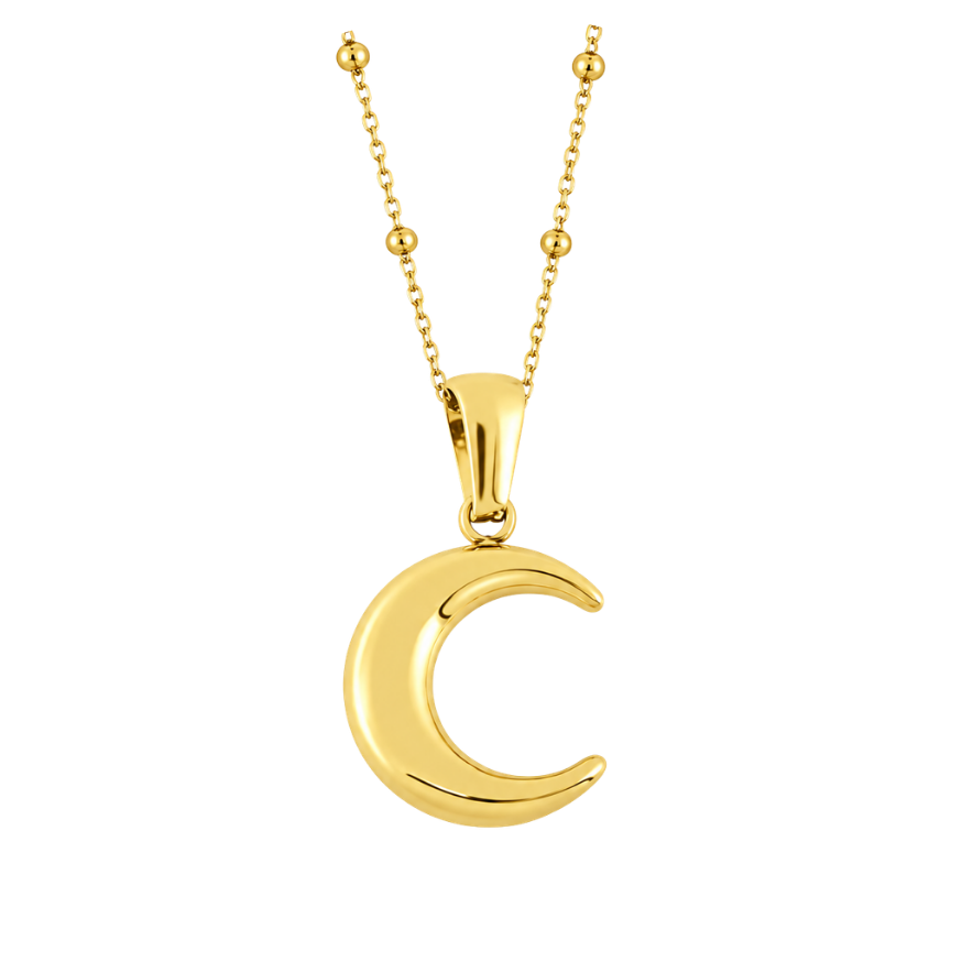 LA LUNE MOON PENDANT NECKLACE, GOLD