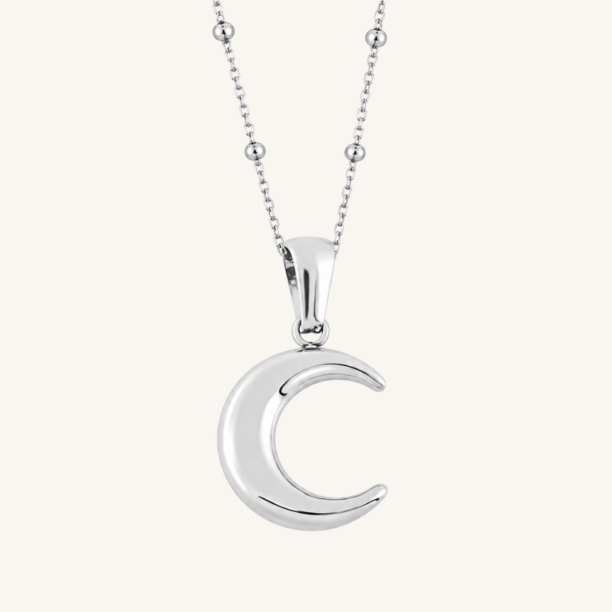 LA LUNE MOON PENDANT NECKLACE, SILVER