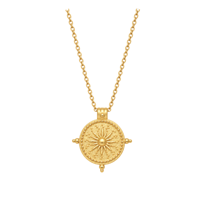 SUNDIAL PENDANT NECKLACE, GOLD