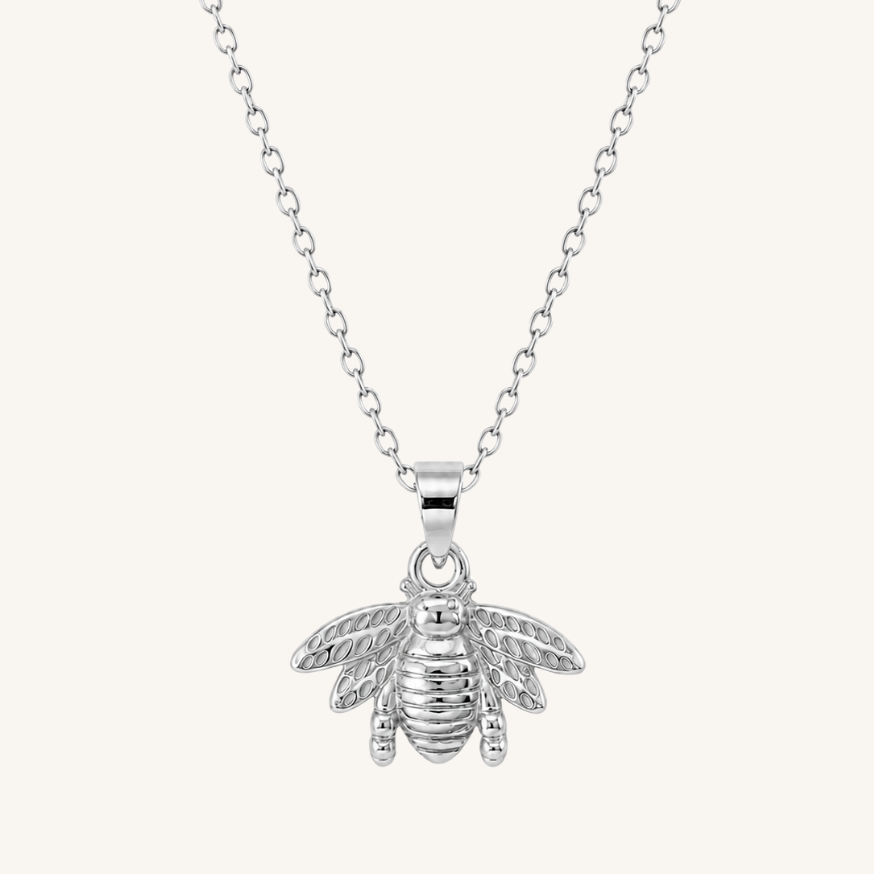 THE WINGED BUMBLEBEE PENDANT NECKLACE, SILVER